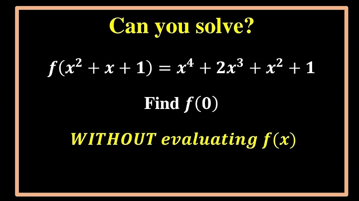 Functional equation ||Find f(0) without evaluating f(x)