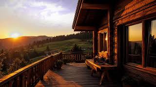 Golden Sunset Chalet 🌅 Cozy Mountain Ambience & Relaxing Nature Sounds for Deep Relaxation