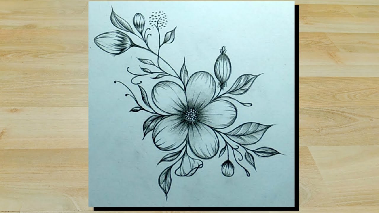 Black and White Rose Sketch - Flowers- Pencil Drawing