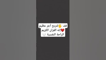 قف 🖐️لتربح أجر عظيم ❤️إنه القران الكريم الراحة النفسية 🤍 #قران_كريم #الله