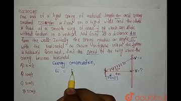 One end of a light spring of natural length 4m and spring constant 170 N/m is fixed on a rigid w...