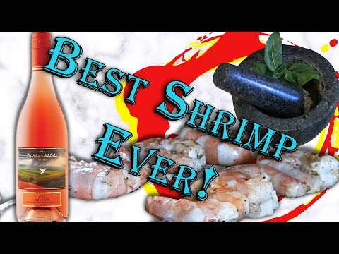FAST & EASY Grilled Shrimp recipe w/ Pesto and Rosé Wine | Cork & Board