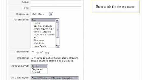 Joomla 1.5 - Add A Separator Menu Item