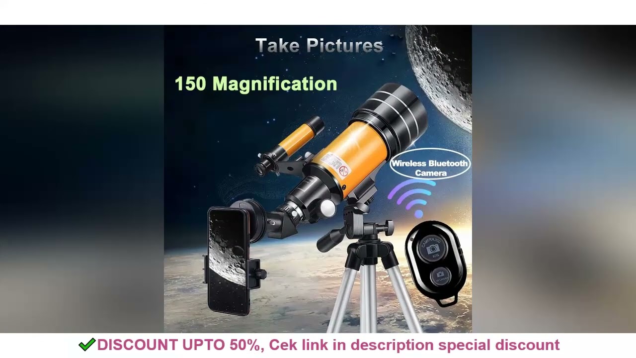 F30070M Professional Astronomical Telescope AZM70300  HD High-Power Portable Tripod  150 Times Zoom