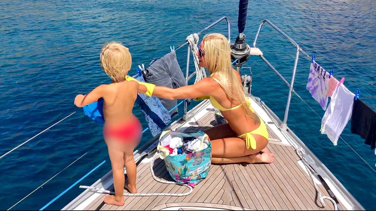 A DAY ONBOARD WITH US! SAILING FAMILY LIFE - Ios Island, GREECE. S1:Ep3