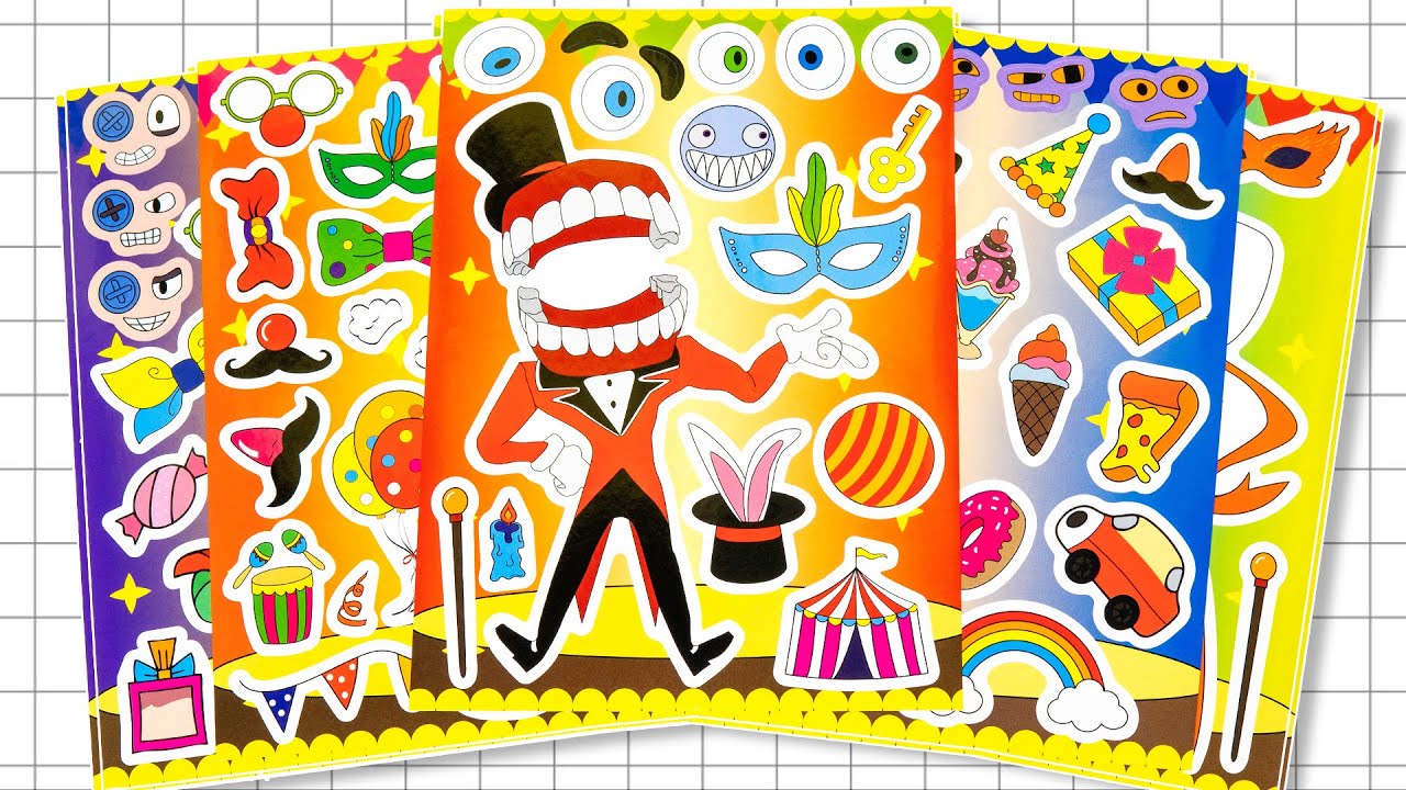[ STICKER ASMR ] AMAZING DIGITAL CIRCUS STICKER BOOK MAKEOVER | FUN ...