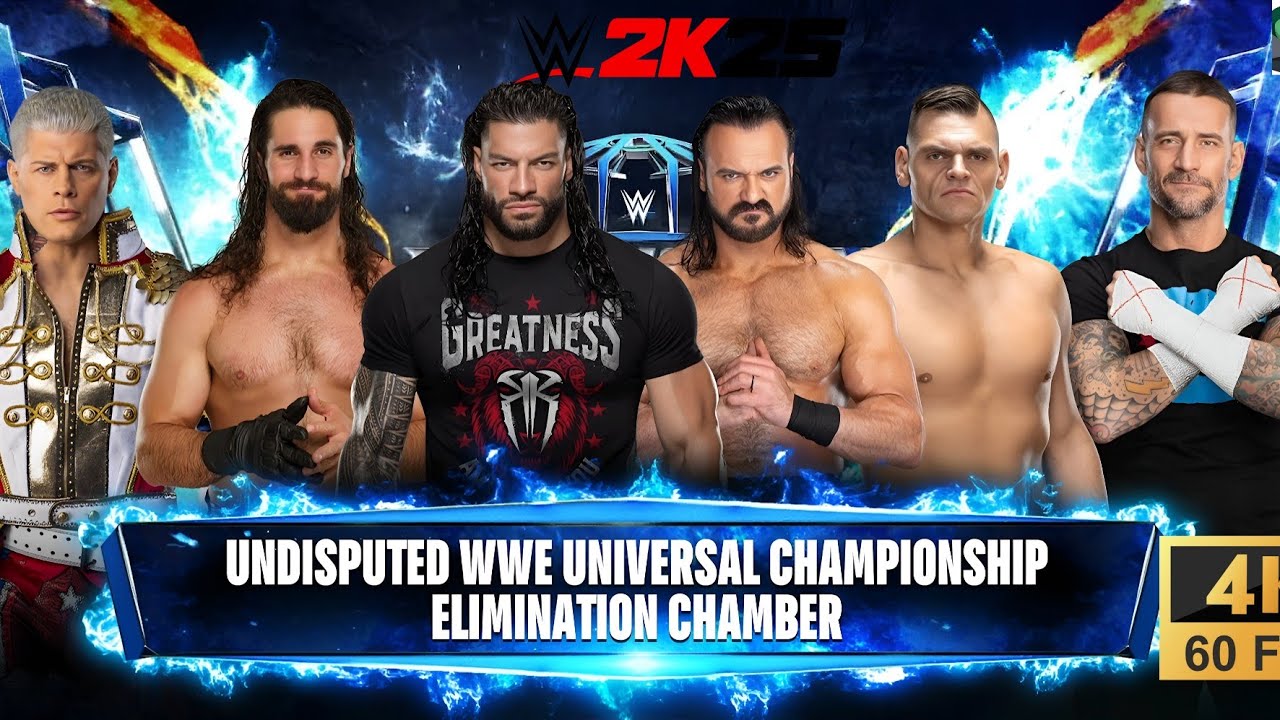 Elimination Chamber match for WWE Undisputed Championship | WWE gameplay | No Commentary | 4K60fps