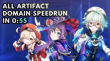 【Genshin Impact】All AR45 Artifact Domains Speedrun 0:55