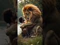 Friendship between a man and a massive lion #jungle #forest #kingofthejungle #joyful #hugging