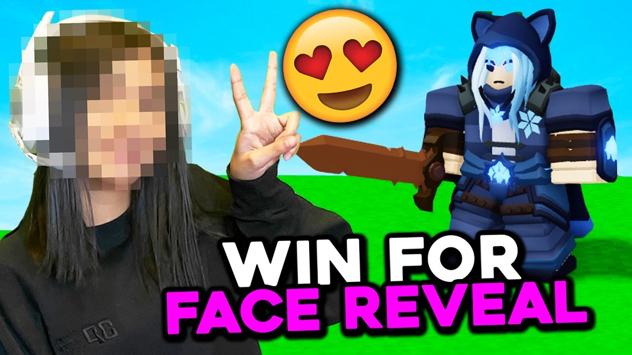 WIN for FACE REVEAL (Girlfriend) in Roblox Bedwars 