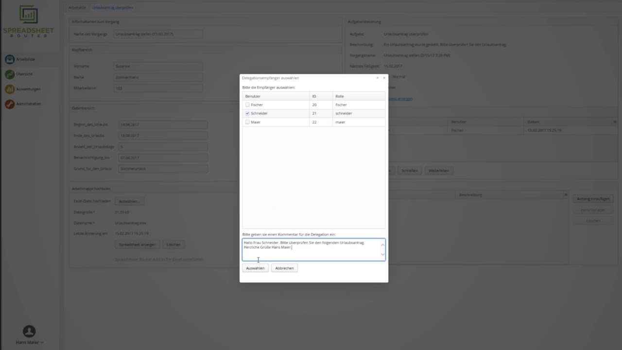 Youtube Video: Spreadsheet Router Tutorial: Spreadsheet Aufgabe weiterleiten