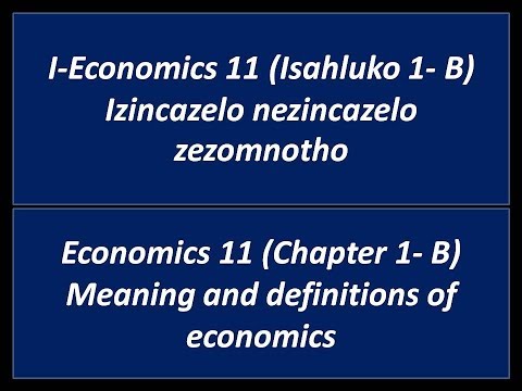 I-Economics 11 (1B Isingeniso) Isingeniso nezincazelo zezomnotho (zulu)