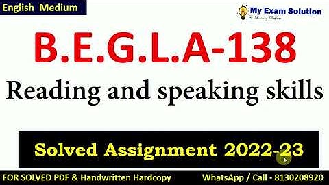 BEGLA 138  SOLVED ASSIGNMENT 2022-23 | English Medium  | IGNOU Solved Assignment 2022-23