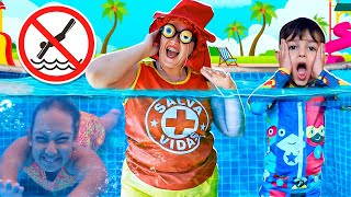 Importantes Regras de Segurança para Crianças na Piscina | MC Divertida, JP e Salva vidas Engraçado