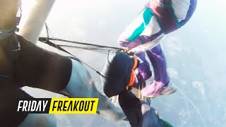 Friday Freakout: Skydiver&#39;s D-Bag Wraps Around Plane&#39;s Wing Strut!