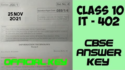 Term 1 (IT - 402) Answer Key Cbse Exam - 25 Nov 2021 #term1 #cbse #answerkey