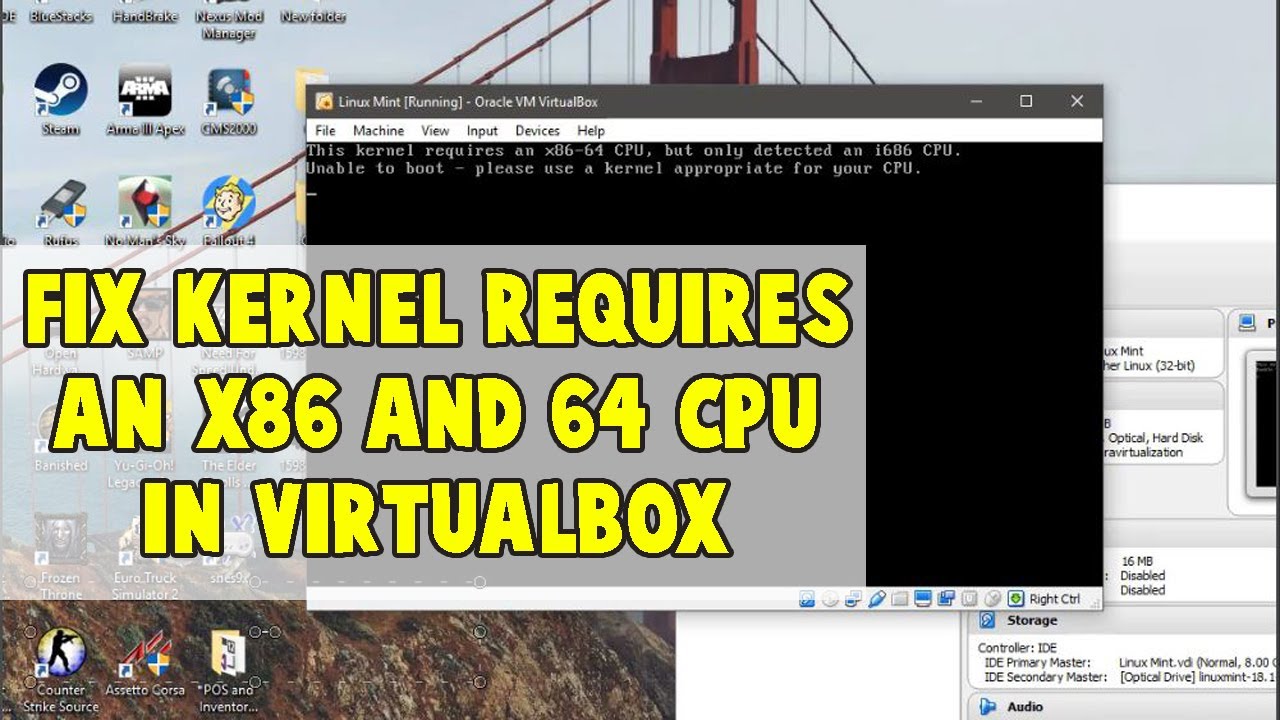Fix Kernel Requires An X86 64 Cpu In Virtualbox Youtube