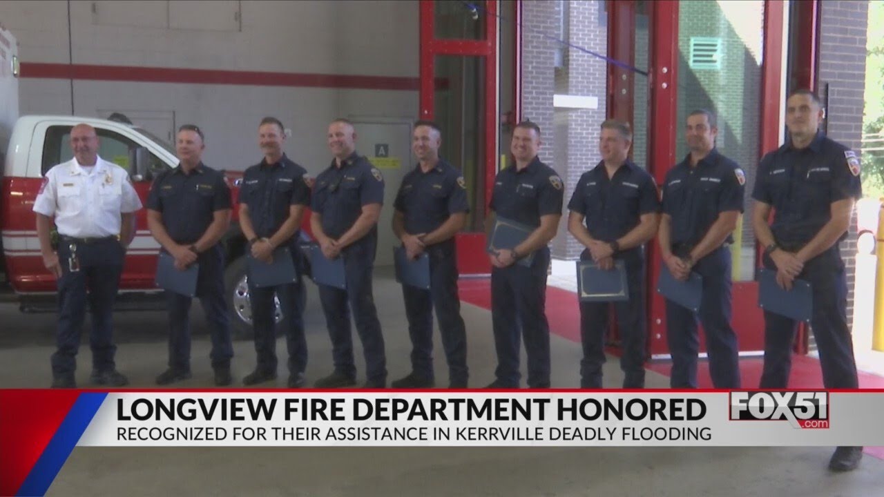 Longview firefighters honored for heroism in Kerrville floods - YouTube