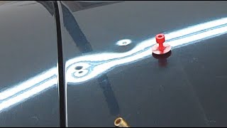 How to Remove  Hail Damage or Door Ding with a Dent Lifter Glue Puller, Pdr repair 11