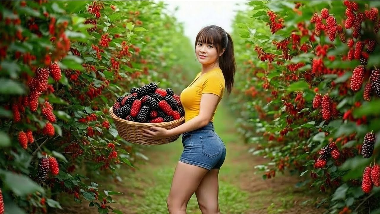 REWIND TIMALAPSE  -- Harvesting A Lot Of Fruit in Rural Areas Go To Countrysdie Market Sell