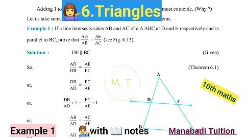 10th class math| Chapter 6|🤷Triangles| 💁‍♀️Example 1|with notes |CBSE|NCERT|