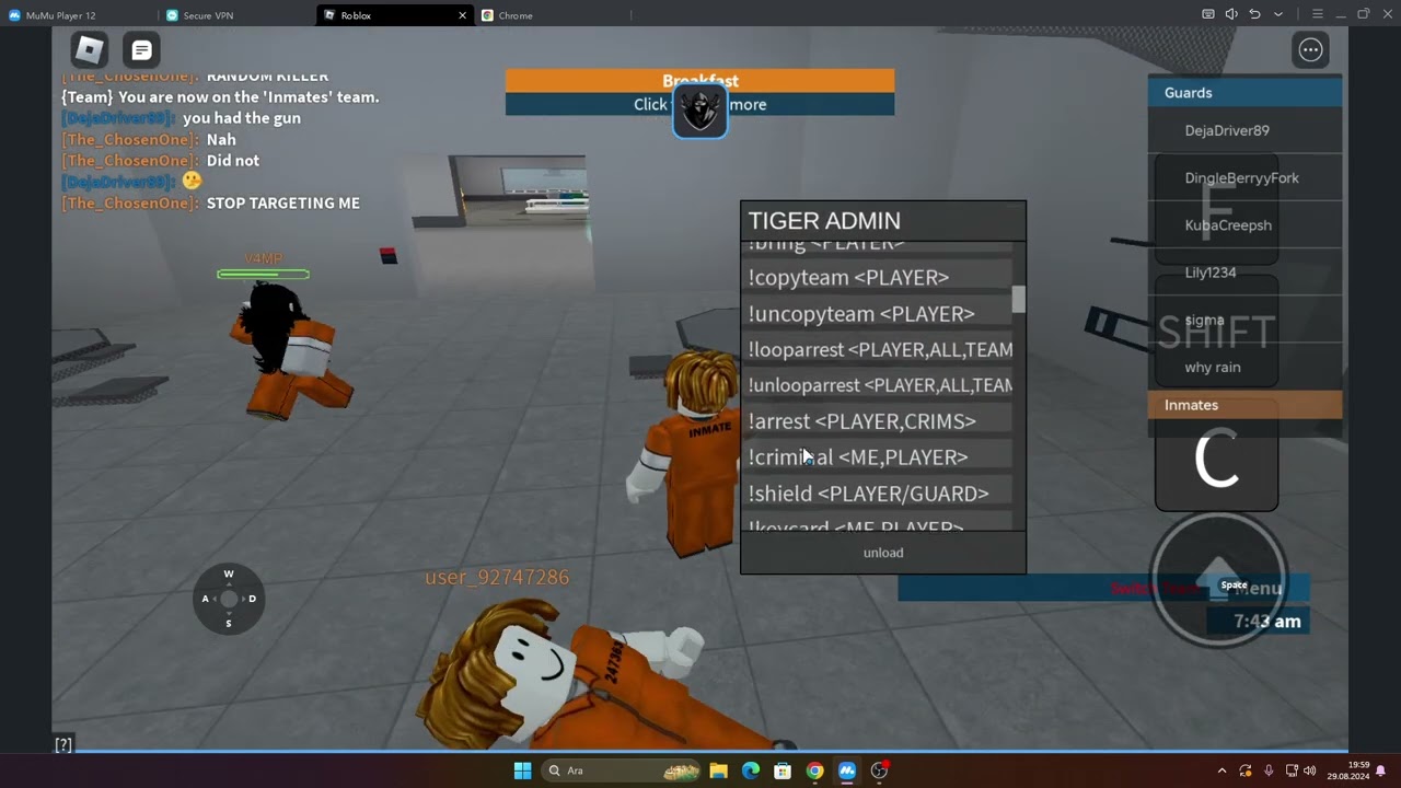 Tiger Admin Prison Life Mobile Script