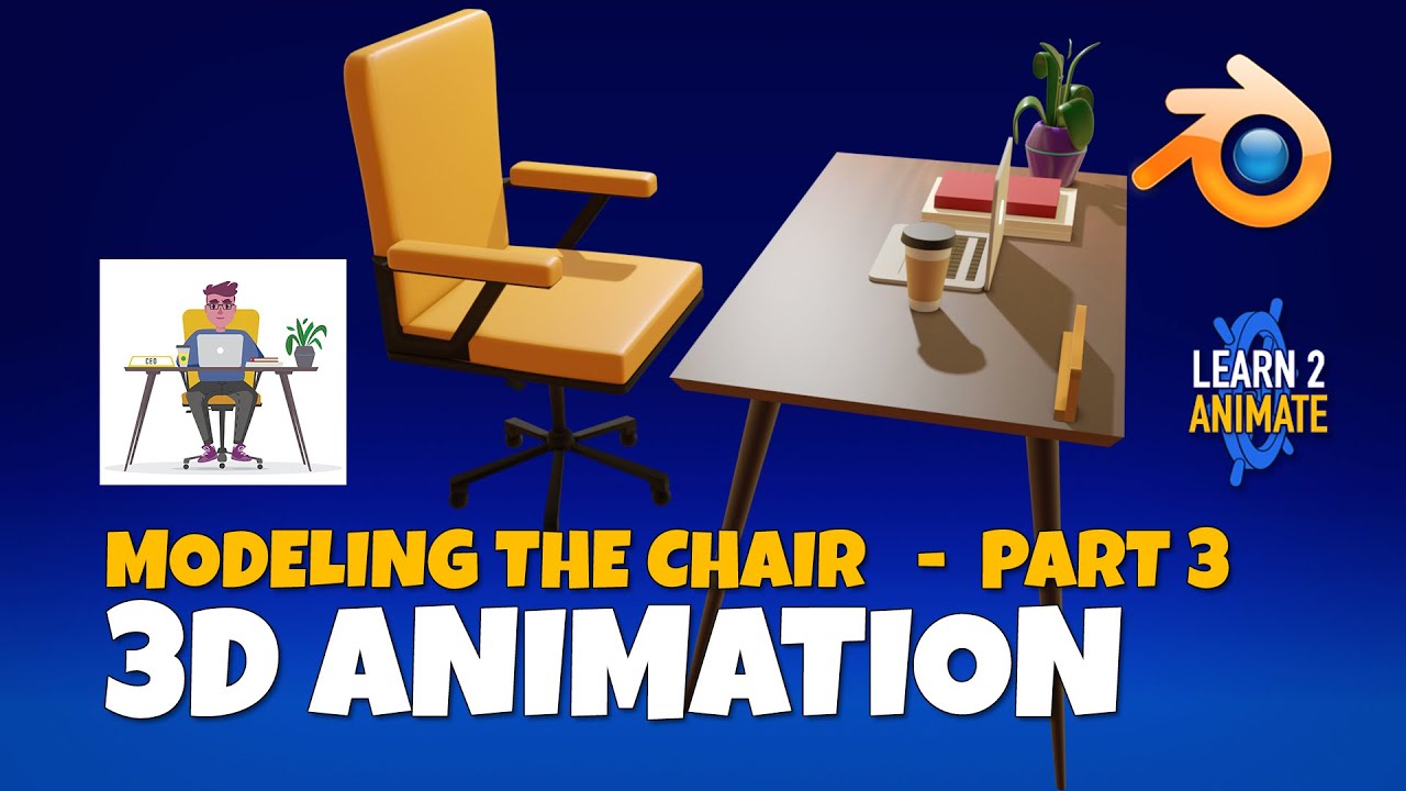 Modeling an Office Chair Part 03 Blender  Beginner Tutorial - Converting  a 2D Illustration to 3D - YouTube