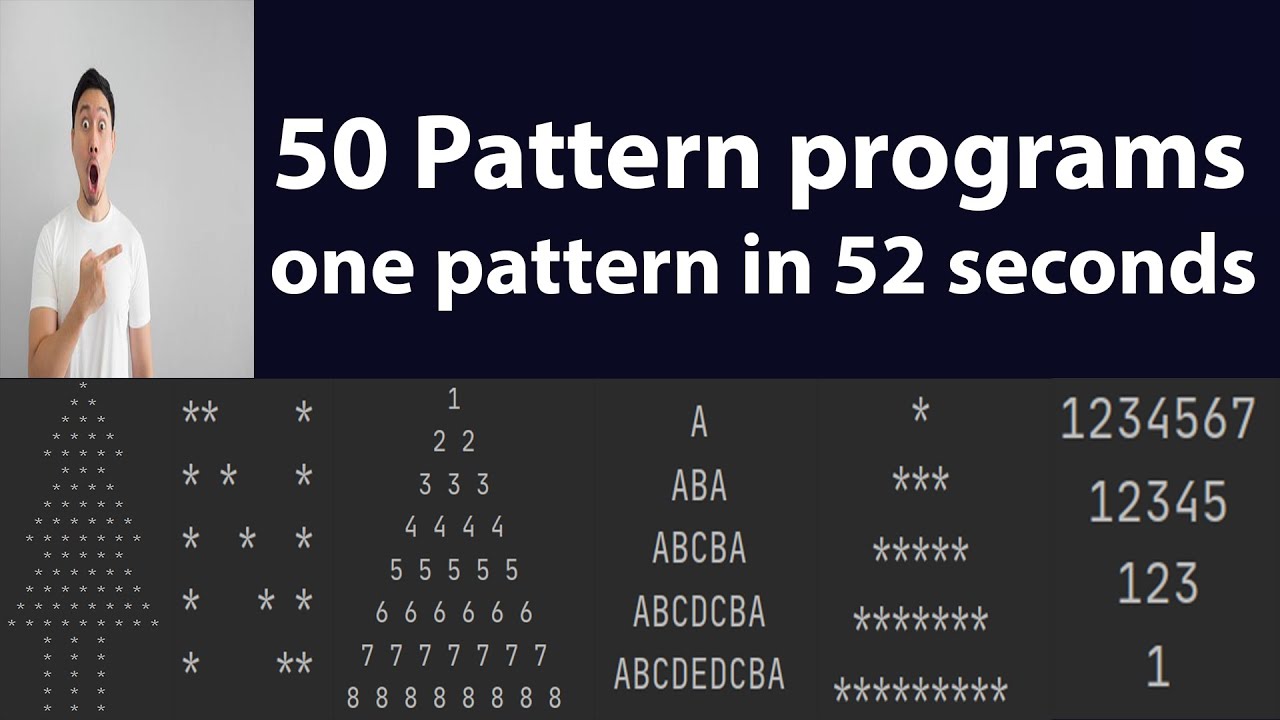 Python 50 Pattern programs built one pattern in 52 seconds - YouTube