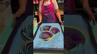 FUN Ringpour FluidArt acrylic pour 💙💜 DecoArt cells NO Cellactivator used by MarjoleinART