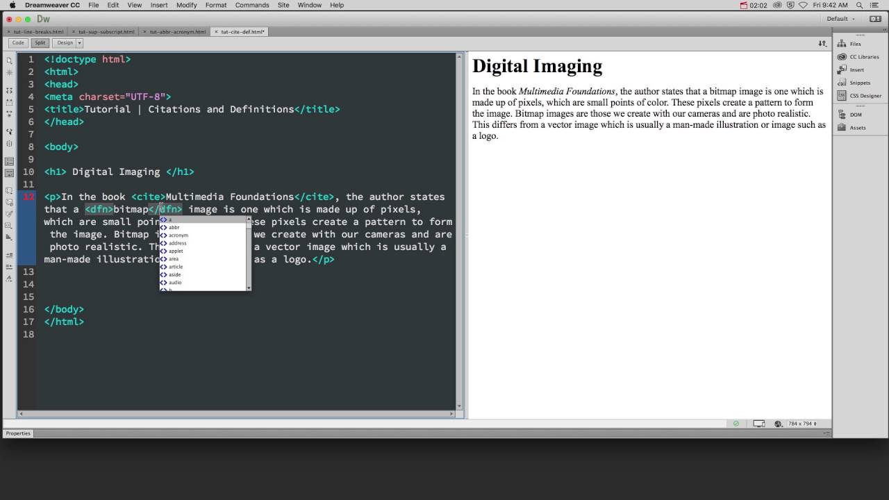 HTML - Citations and Definitions - YouTube