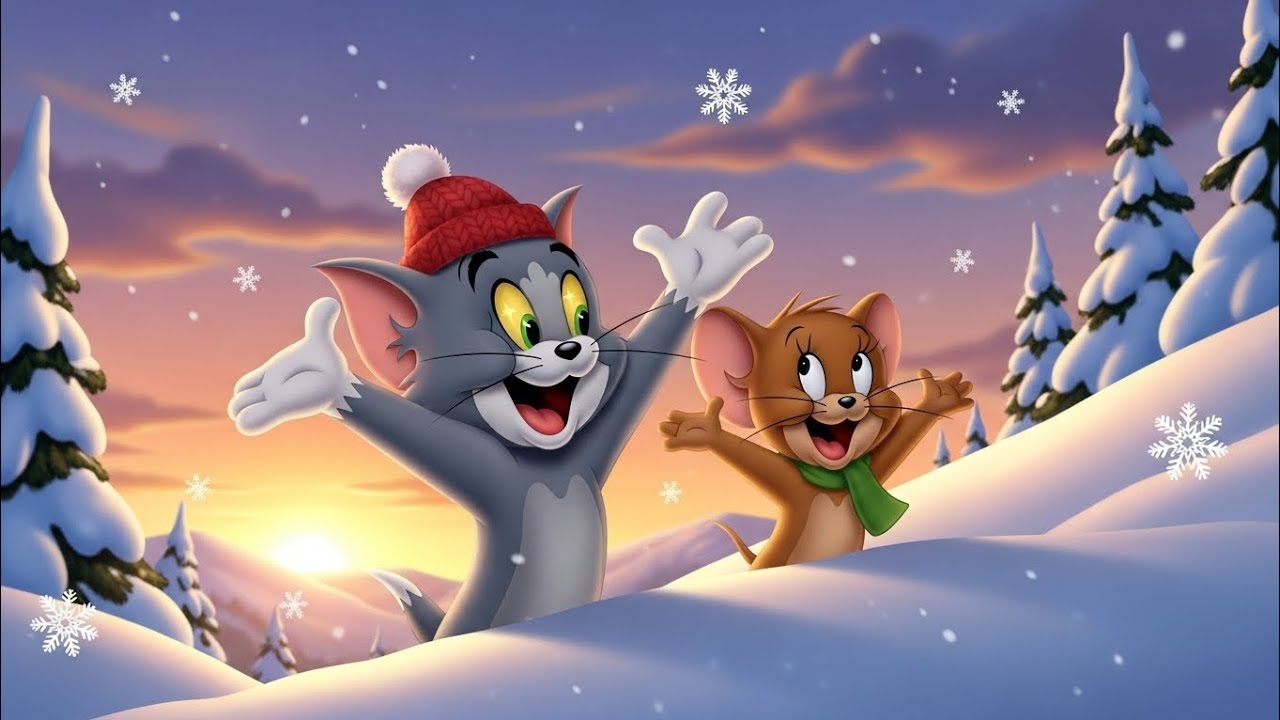 Tom and Jerry’s Winter Snow Slide Party ☃️🎉