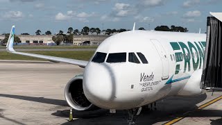 Frontier Airlines A320-NEO boarding, pushback, and departure from Orlando ( MCO ) *4K*