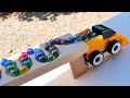 Marble run race asmr  haba slope wooden bulldozer  garbage truck