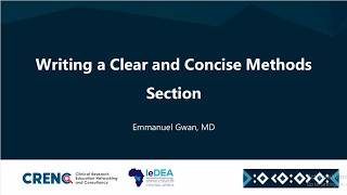 Writing a Clear and Concise Methods Section