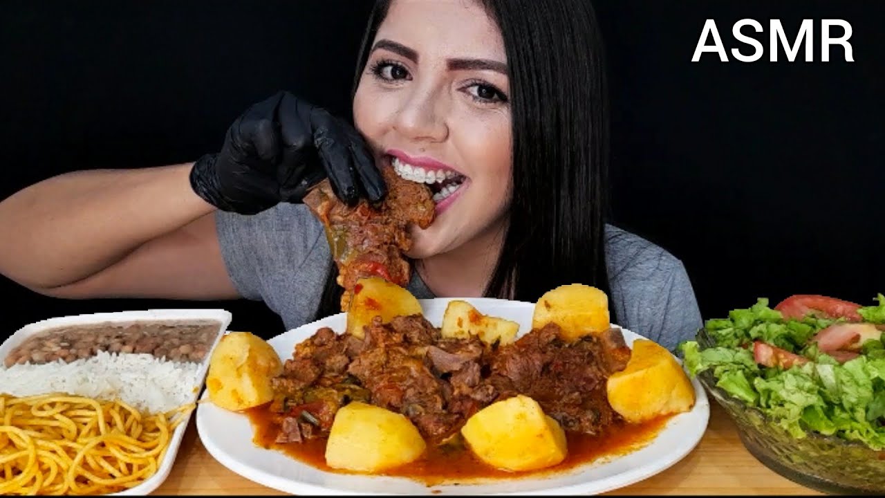 ASMR COMIDA - CARNE DE PANELA, COMIDA CASEIRA (MUKBANG) SONS DE MASTIGAÇÃO