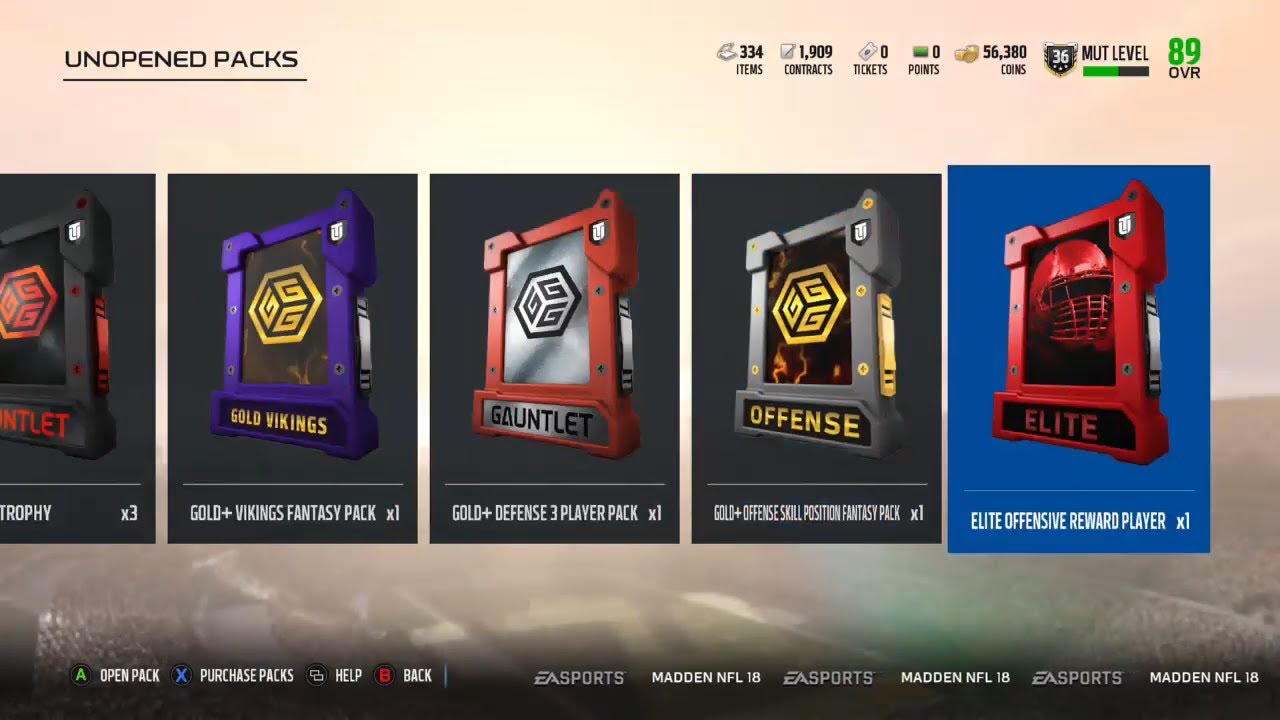 Madden 18 Ultimate Team Pack Opening of all of the rewards from the 15 new Gauntlet Solos added