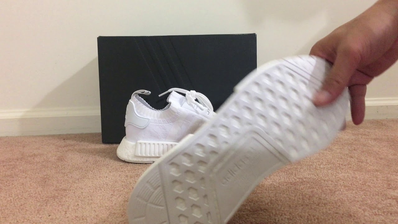 Quick Unboxing Adidas NMD R1 Primeknit Japan Triple White @adidasoriginals @ Eastbay - YouTube