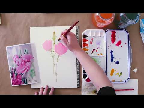 Watercolor Lisianthus for