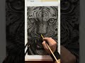 How to d raw a Tiger: No fancy tools — just a soft charcoal pencil. #art #drawing #tiger