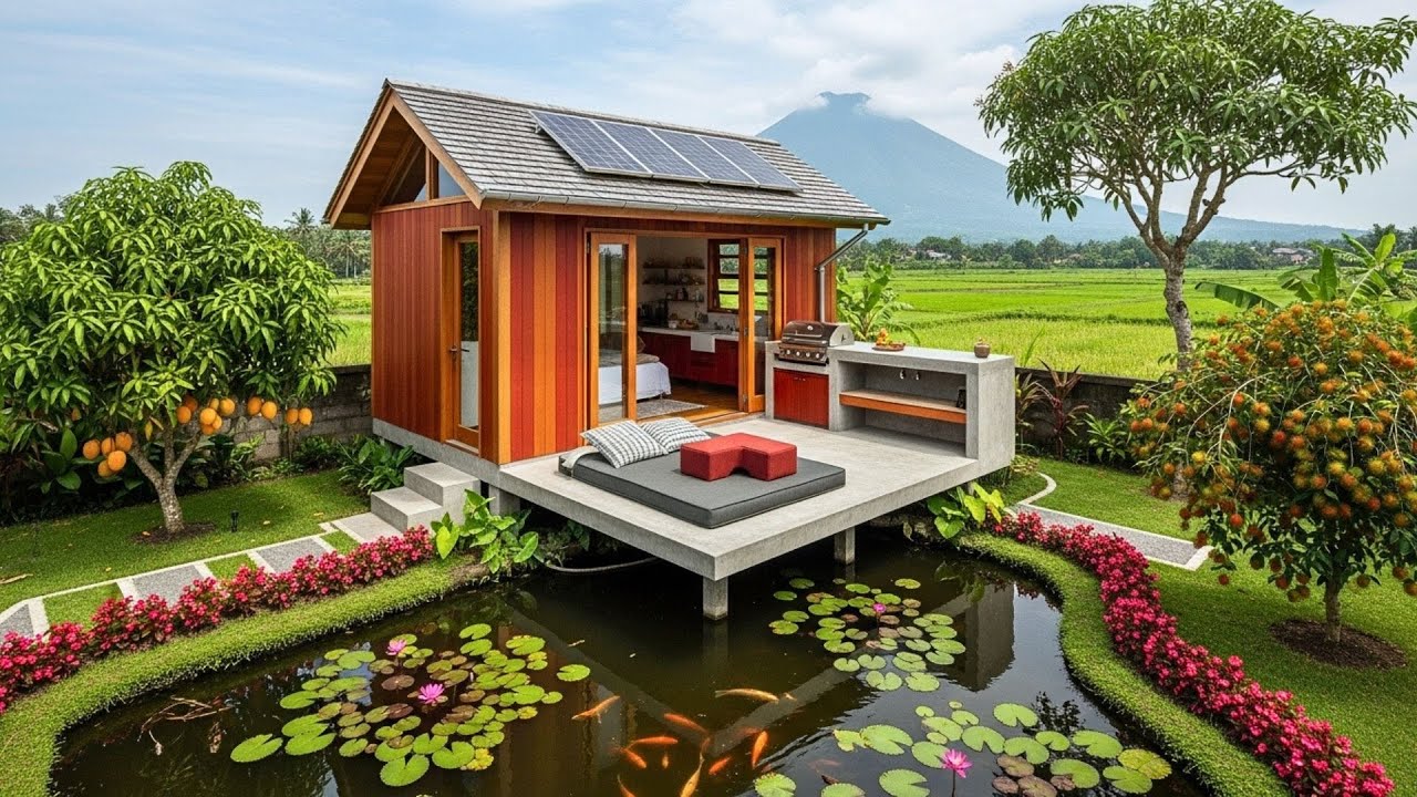 Keren! 23 Rumah Kayu Idaman Dengan Suasana Sawah Pedesaan   Hidup Tenang Dan Damai