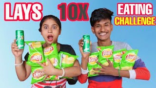 10X Lays Eating Show || Lays & 7up Eating Challenge || Food Challenge In Bengali || Diya Nag