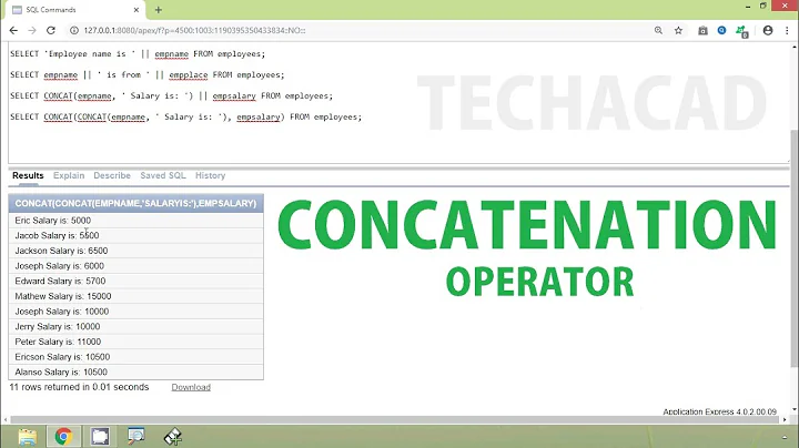 Oracle Tutorial - Concatenation Operator | CONCAT Function