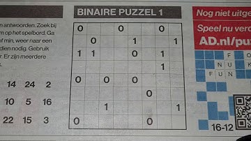 (#2023) Wednesday Binary01  Sudoku puzzle. Bonus Extra edition. 12-16-2020 Extra part 3 of 4