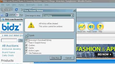 Delete cookies & temporary internet files in Mozilla Firefox