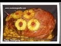 Receta navideña de jamon con pina al horno  y puree de papas