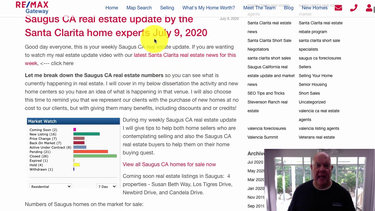 Saugus California real estate market update and news July 9, 2020 YouTube