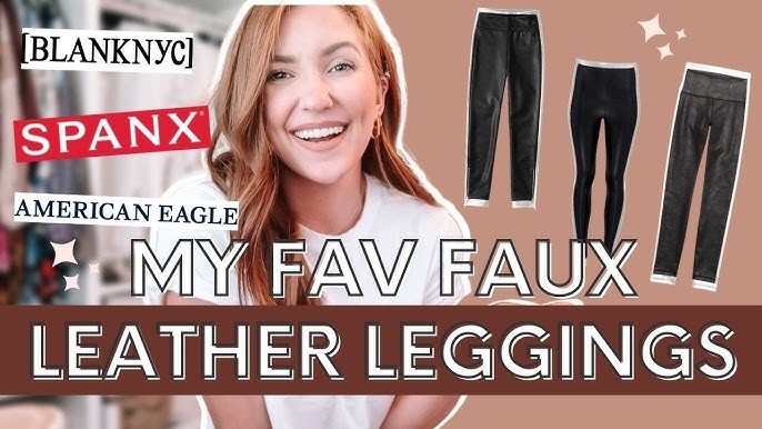 Tagoo Faux Leather Leggings High Waisted Pleather Pants Black Stretch  Pockets