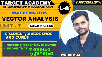 B.sc(part-1)L-6 |Vector analysis|Unit-7|Gradient, divergence, curl |@Sudipstudypoint