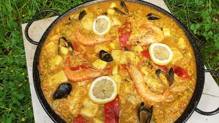 Paella espagnol aux fruits de mer ??بايلا الطبق الإسباني الشهير  بفواكه البحر مع أسرار نجاحه