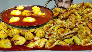 New Recipe - Spicy Chicken Jhandi Mundi, Lal Lal Fatty Egg Curry, Mutton Nalli Fat With Rice Eating